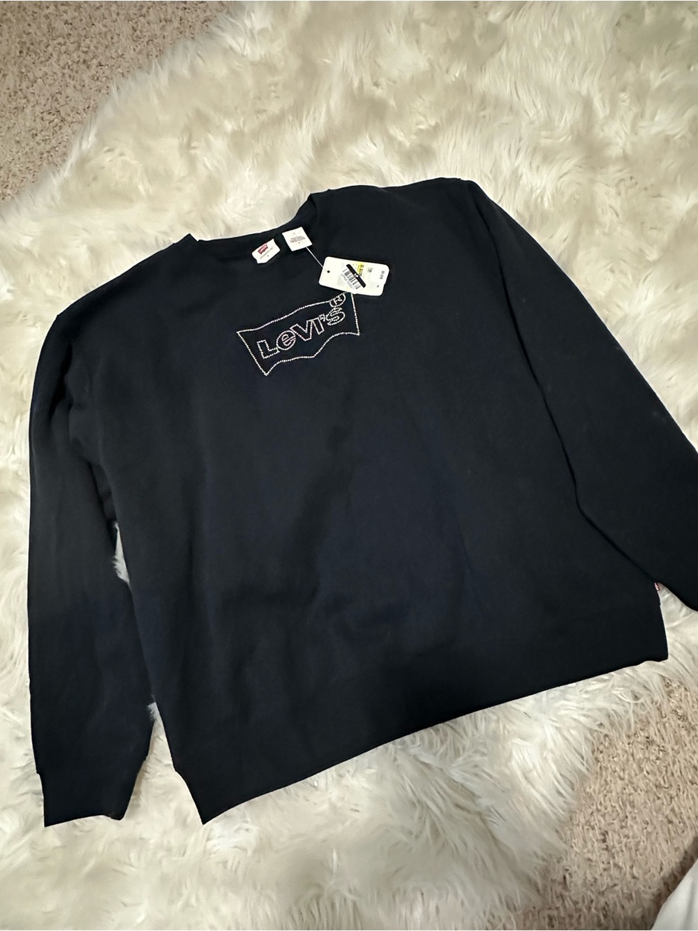 NWT Levi's Black Crewneck Sweatshirt with rhinestone Logo